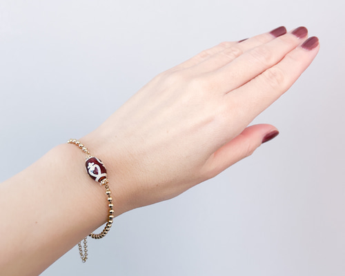 紅玉髄天珠＊心に寄り添う＊願掛けブレスレット ボールチェーン