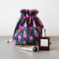 かわいいミニ巾着♡【くまさん】ピンク ポーチ 編み物 巾着袋 巾着袋