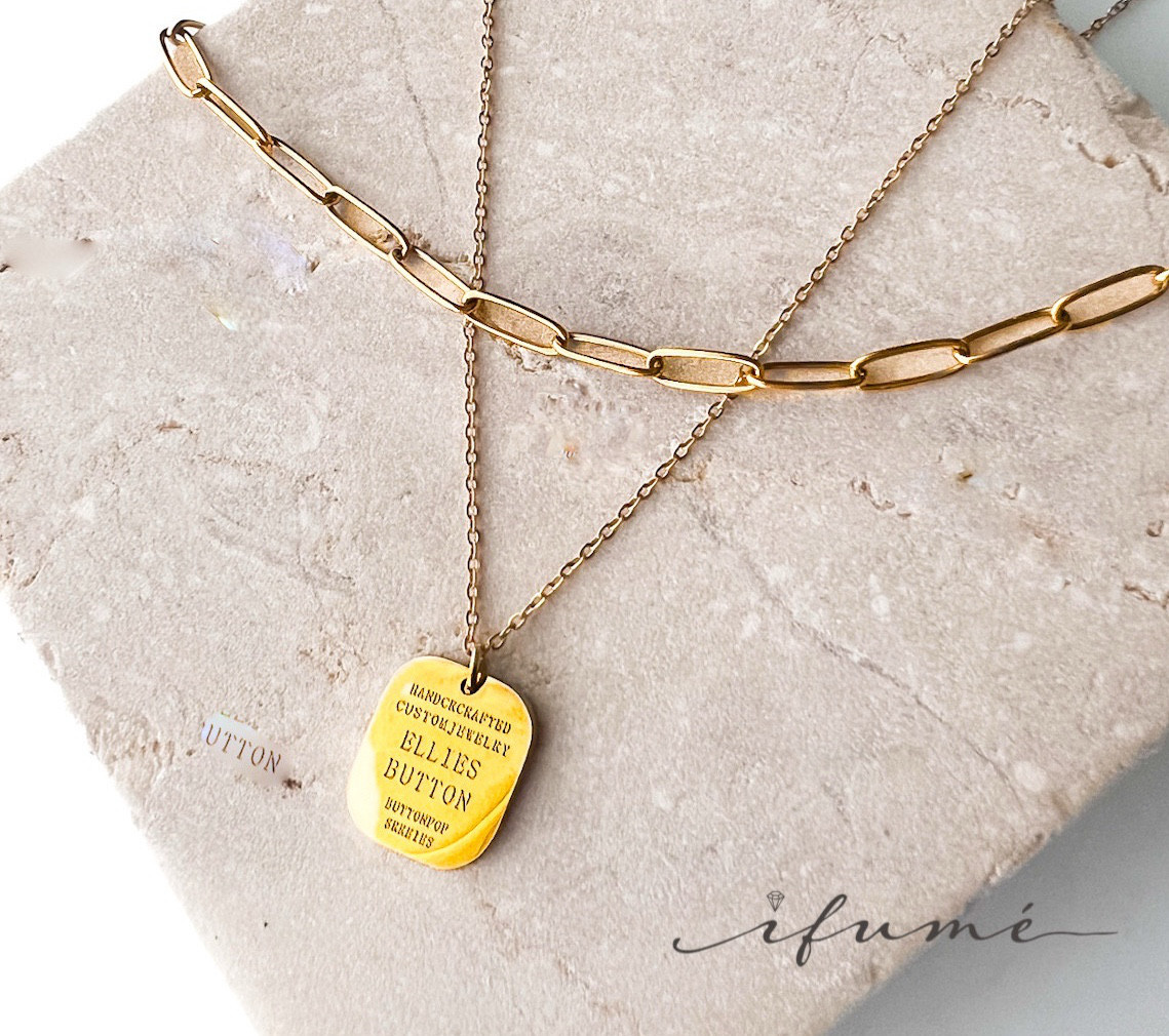 Creema限定 春の超早割 タグネックレス&オーバルチェーン 重ね付けセット サージカルステンレス GOLD