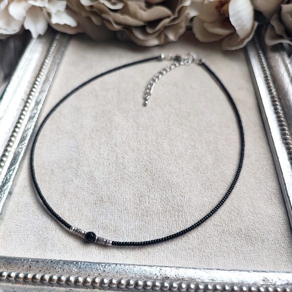 カレンシルバーとブラックオニキスのチョーカー（マグネット式とめ金具に変更可能です） 5枚目の画像