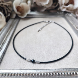 カレンシルバーとブラックオニキスのチョーカー（マグネット式とめ金具に変更可能です） 2枚目の画像