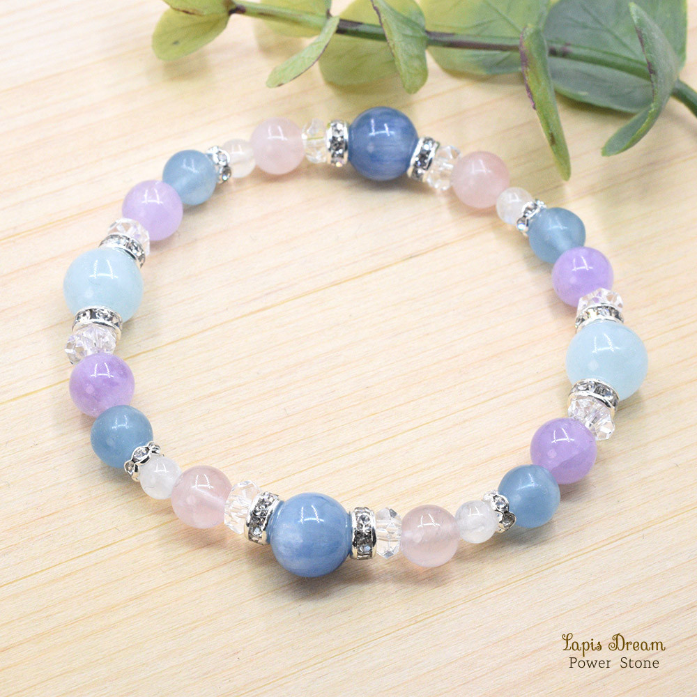 精神的にもっと強くなるお守り ｜ カイヤナイト、アクアマリンの天然石パワー.ストーン ブレスレット
