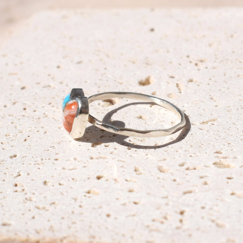 大人気】華奢なシルバー925リングにカラフルなハートが可愛い カッパー