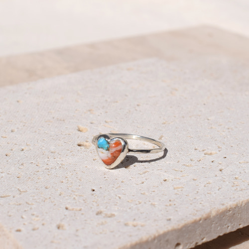 ターコイズ ハート型リング シルバー装飾 ターコイズ ハート リング 925シルバー | Voyage Jewelry Japan