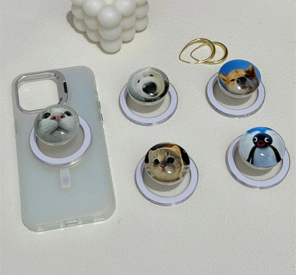 クリスタル半球グリップトーク#Crystal HalfMoon Grip：輝く安定感と高級デザインの出会い  高級アクセ 2枚目の画像