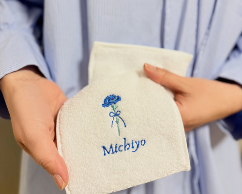 オーダーページ　ハンカチ　64 花ブランコわんこ柄　ハンドメイド2/8 母の日 ハンカチ ギフト 名入れ刺繍 タオルハンカチ 実用的 プレゼント