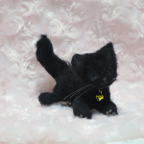 羊毛フェルト 猫 黒猫 置物 羊毛フェルト Pomemal 通販 19057354