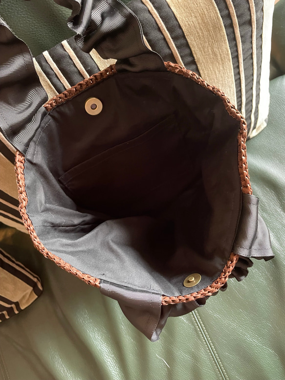 リボンハンドルバッグ（お花モチーフ・受注製作） 4枚目の画像