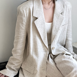 春夏新作　麻綿混　レディースジャケット、通勤ジャケット、オフィスジャケット、裏地付き大人気ジャケット　ゆったりめ 2枚目の画像