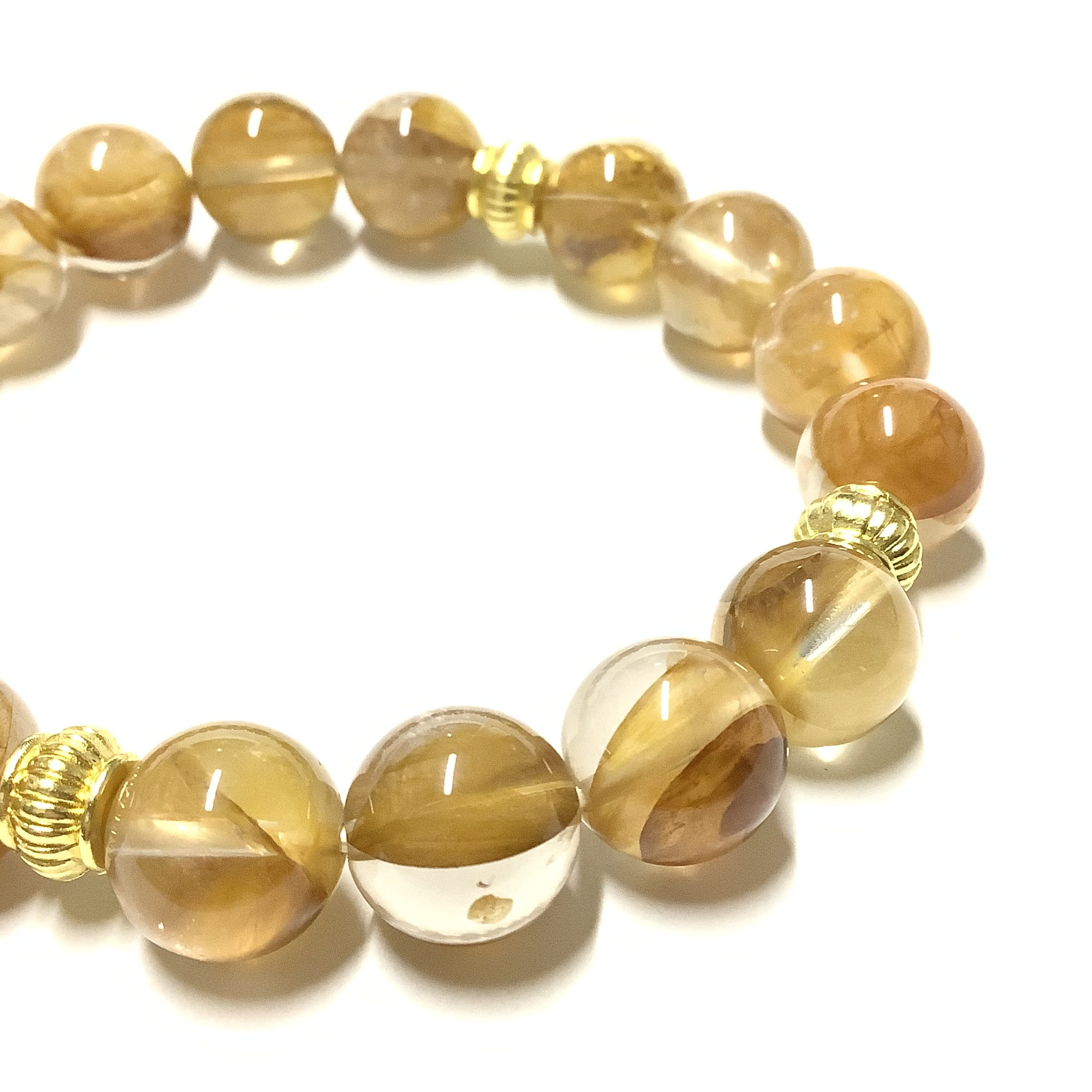 一点物☆ ヒーリングストーン 天然石 マニカラン産 ライモナイト入り ヒマラヤ水晶 ブレスレット ②