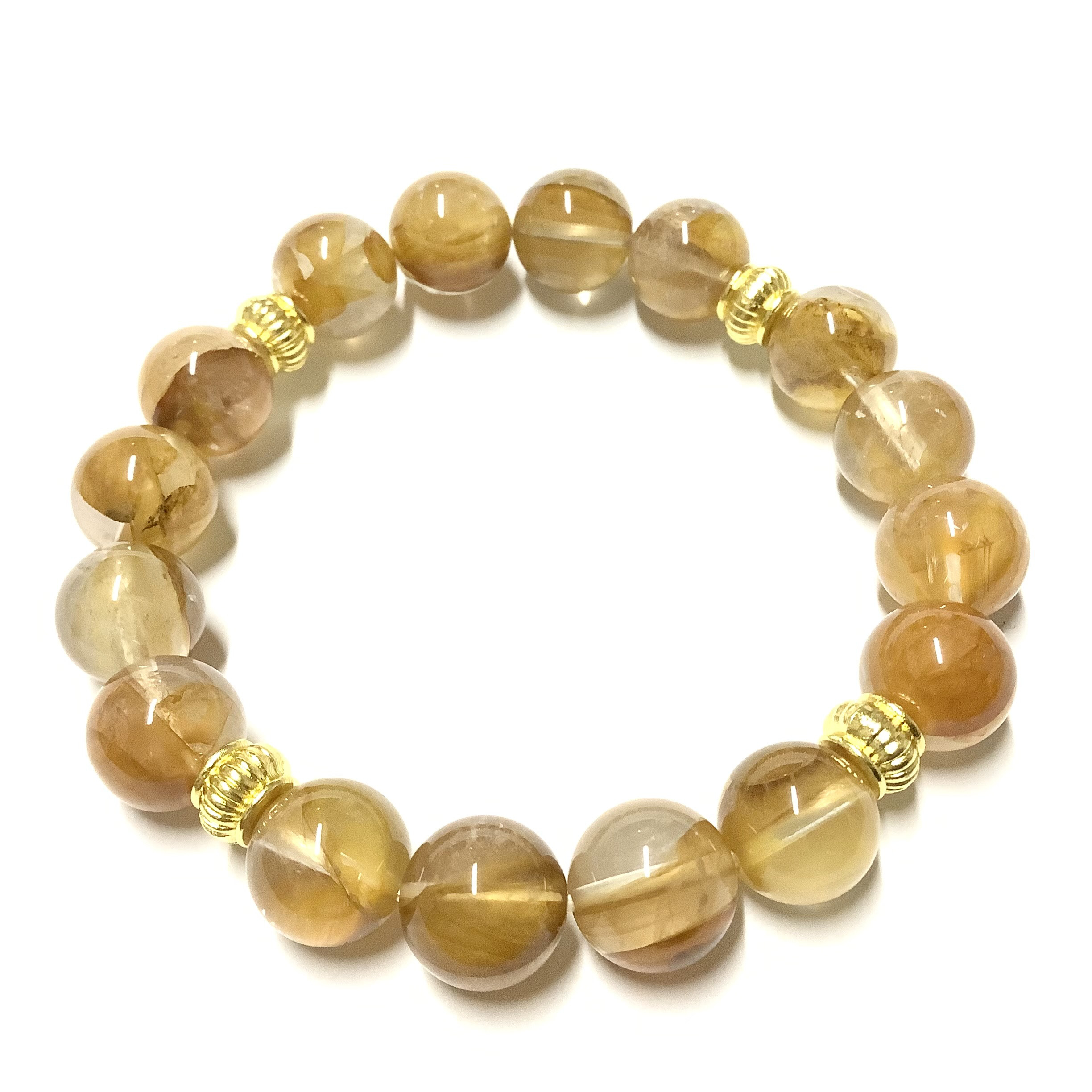 一点物☆ ヒーリングストーン 天然石 マニカラン産 ライモナイト入り ヒマラヤ水晶 ブレスレット ②