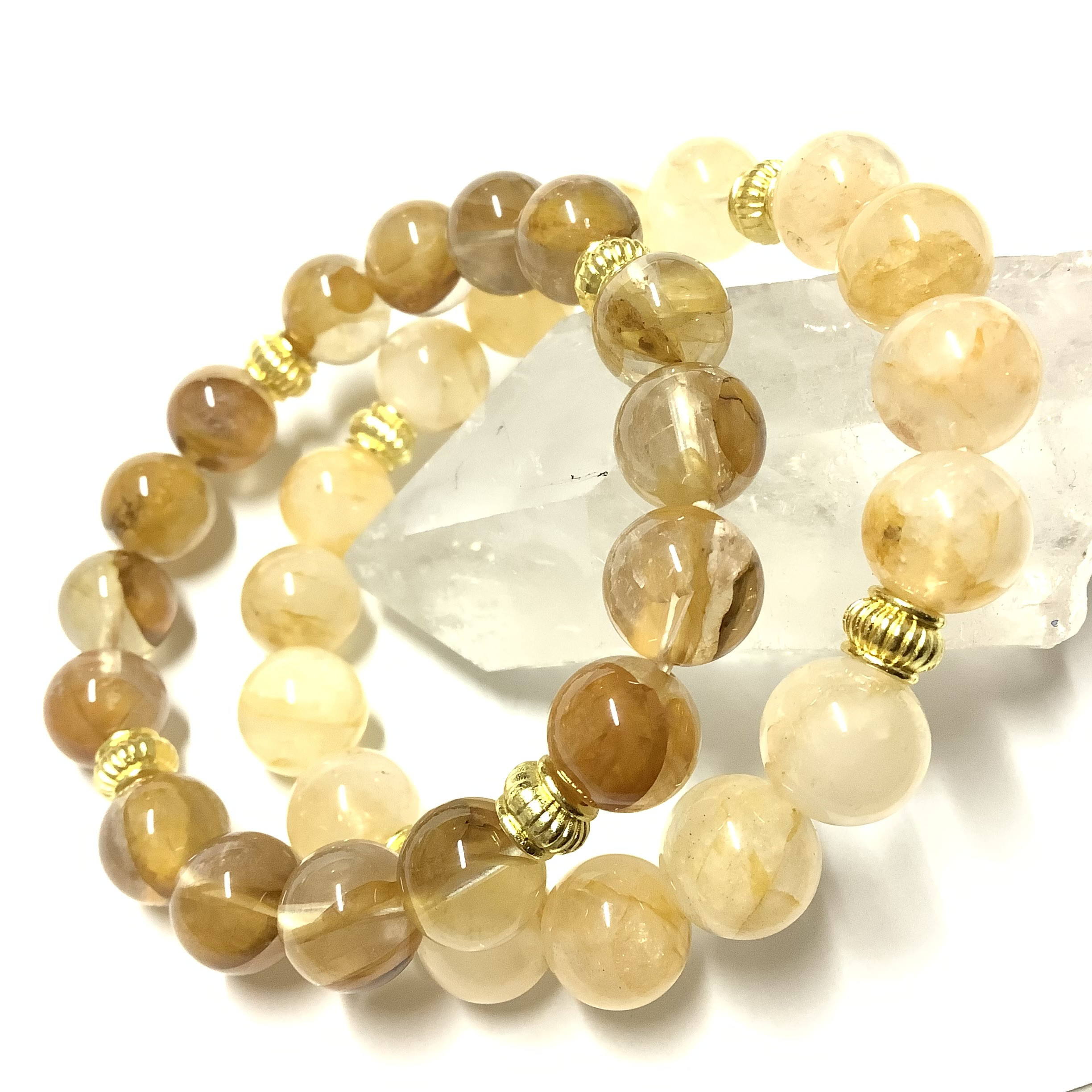 一点物☆ ヒーリングストーン 天然石 マニカラン産 ライモナイト入り ヒマラヤ水晶 ブレスレット ②