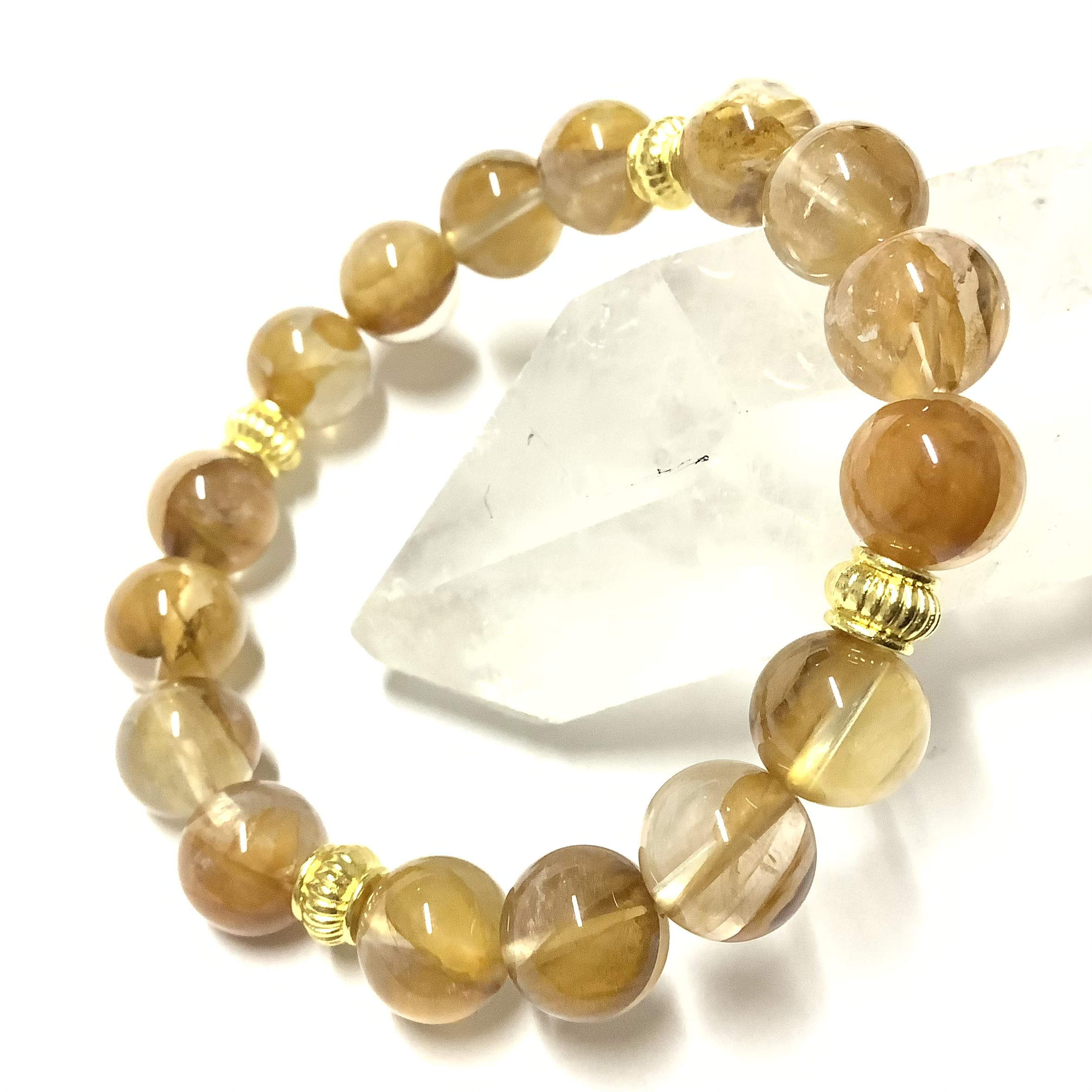 一点物☆ ヒーリングストーン 天然石 マニカラン産 ライモナイト入り ヒマラヤ水晶 ブレスレット ②