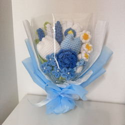 かぎ針編み フラワーブーケ ブルー系 あみぐるみ M 通販 18623676