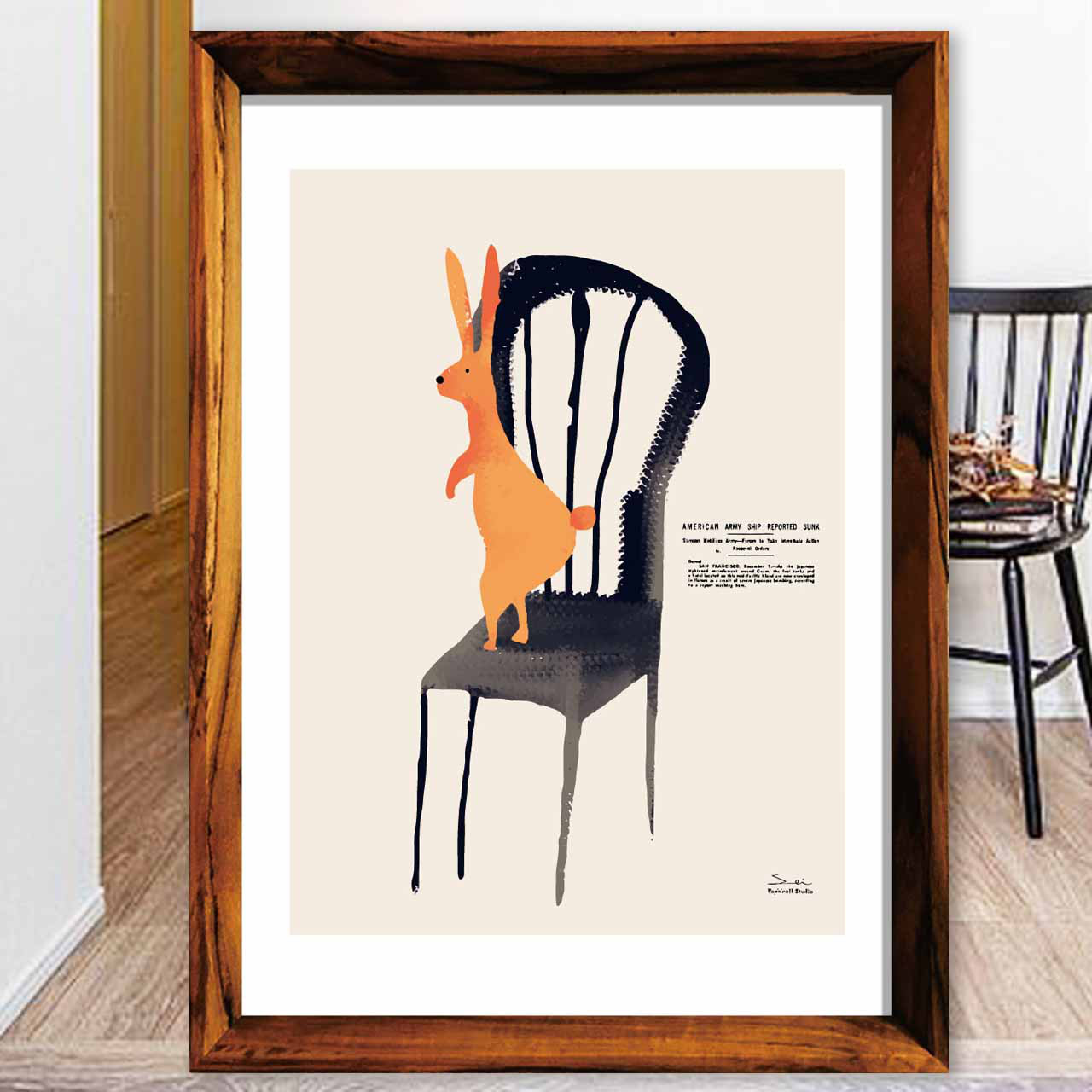 呼ばれたウサギ　お気に入り9400件突破　イラスト　ポスター　A4〜A1　アート  アートポスター　sei検索　3267