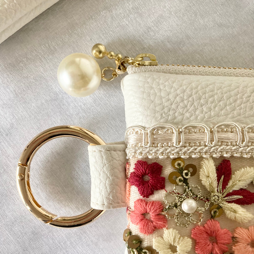 インド刺繍リボンポーチ インド刺繍リボン インド刺繍ポーチ コスメ