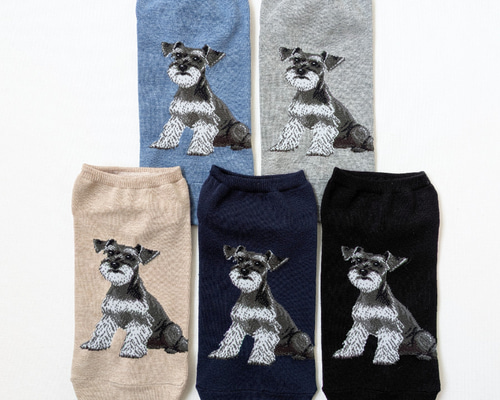 ミニチュアシュナウザー柄スニーカーソックス レディース