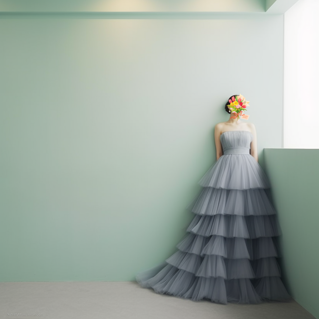 グレーカラードレス  ロング丈　ベアトップ　プリーツ　パーティー　結婚式　前撮り　二次会　結婚式 披露宴