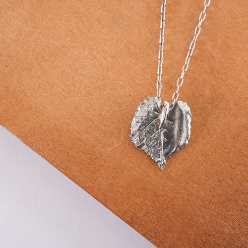 木葉 現物鋳造 ネックレス シルバーネックレス アートクレイシルバー