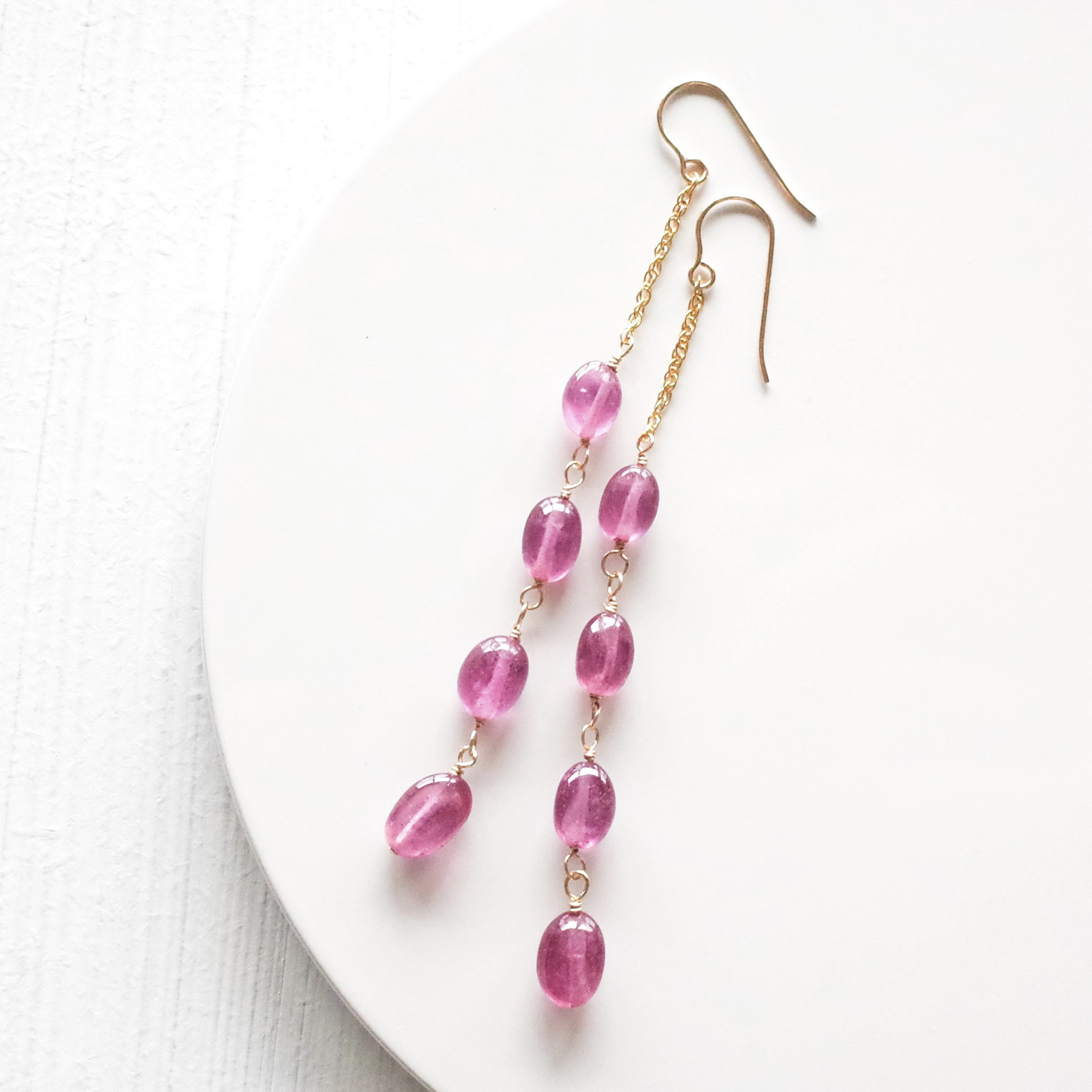 【宝石質】ルビーAAAのロングピアス(14kgf)