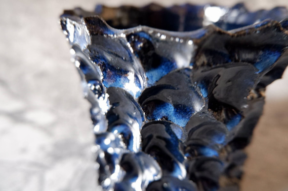 3.5号深海碧鉢953　塊根植物　多肉植物　盆栽　植木鉢　作家鉢　鉢皿　沖縄 2枚目の画像