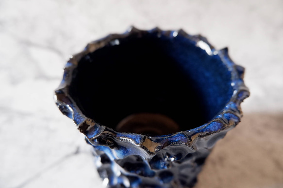 3.5号深海碧鉢953　塊根植物　多肉植物　盆栽　植木鉢　作家鉢　鉢皿　沖縄 4枚目の画像