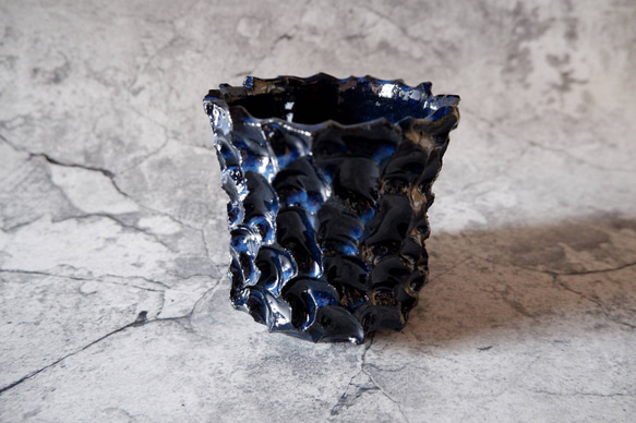 3.5号深海碧鉢953　塊根植物　多肉植物　盆栽　植木鉢　作家鉢　鉢皿　沖縄 1枚目の画像