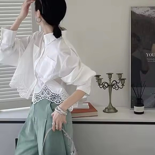 ヌキテパ　ブラウス　シャツ　レース　カットワーク　コットン　白 楽天市場】トップス 刺繍 花柄【華やかカットワークレース