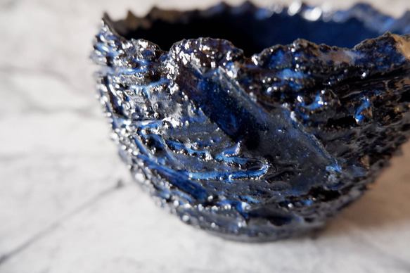 4号深海碧荒裂紋炎鉢960　塊根植物　多肉植物　盆栽　植木鉢　作家鉢　沖縄 2枚目の画像