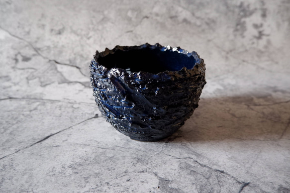 4号深海碧荒裂紋炎鉢960　塊根植物　多肉植物　盆栽　植木鉢　作家鉢　沖縄 1枚目の画像