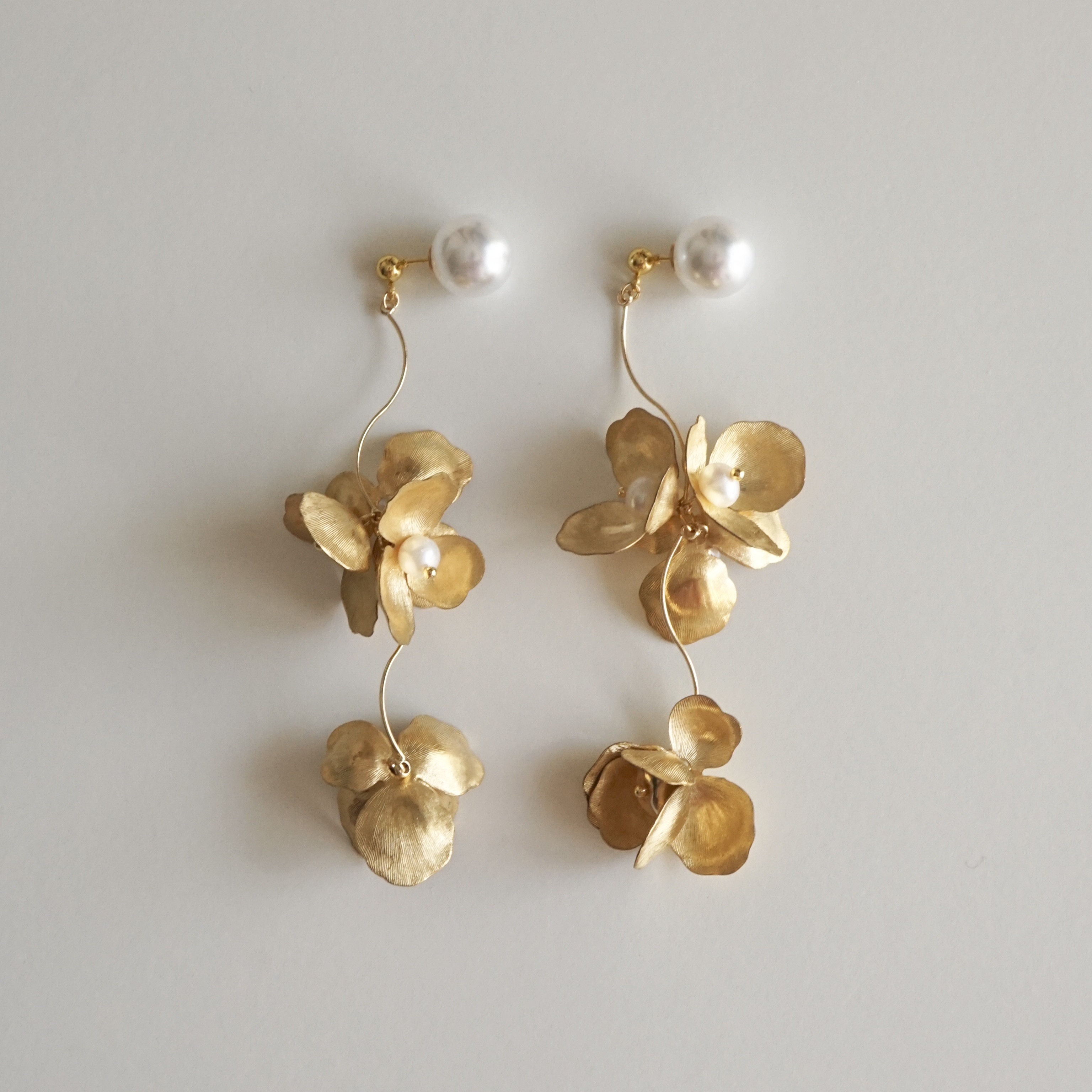 pierce / earring No.23 ボリューム 真鍮 フラワー ゴールド ブライダル ピアス / イヤリング