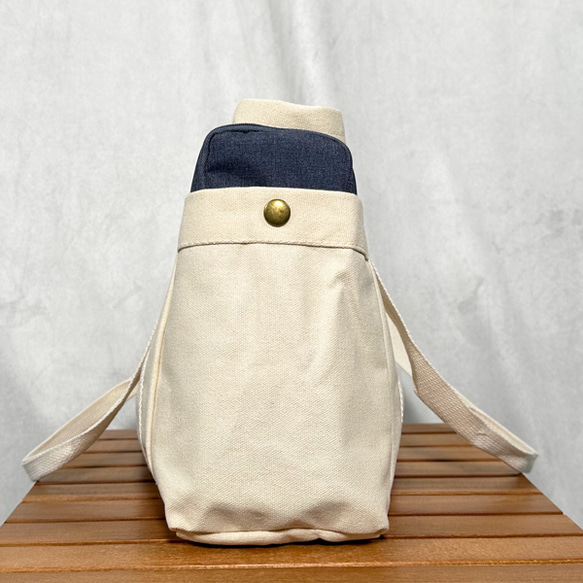 【送料無料】馬の刺繍 ファスナー付き キャンバス トートバッグ 9枚目の画像