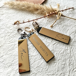 ☆ピンクゴールド☆ ミラー 鏡面仕上げ 名入れ キーホルダー ゴルフ