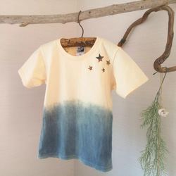 .〘受注生産〙藍染めsea kids T-shirt* 子供 海カットソー 100～140 1枚目の画像