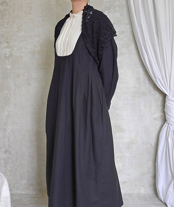 ロング三角ショール♧黒コットンレース 8枚目の画像