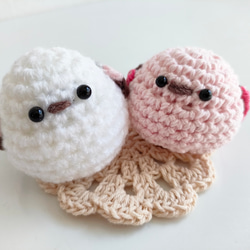 ピンクな手乗りシマエナガ・さくらもちさん｜あみぐるみ｜かぎ針編み