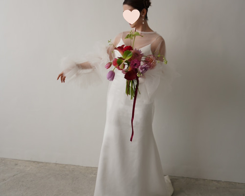 前撮りドレス　チュールドレス　お色直しドレス　ウェディングドレス オフショルダー ブルー カラードレス チュール 披露宴 お色直し