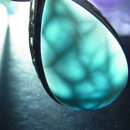 一点もの】ラリマー宝石質 プルメリア バリ シルバー925 世界にひとつ