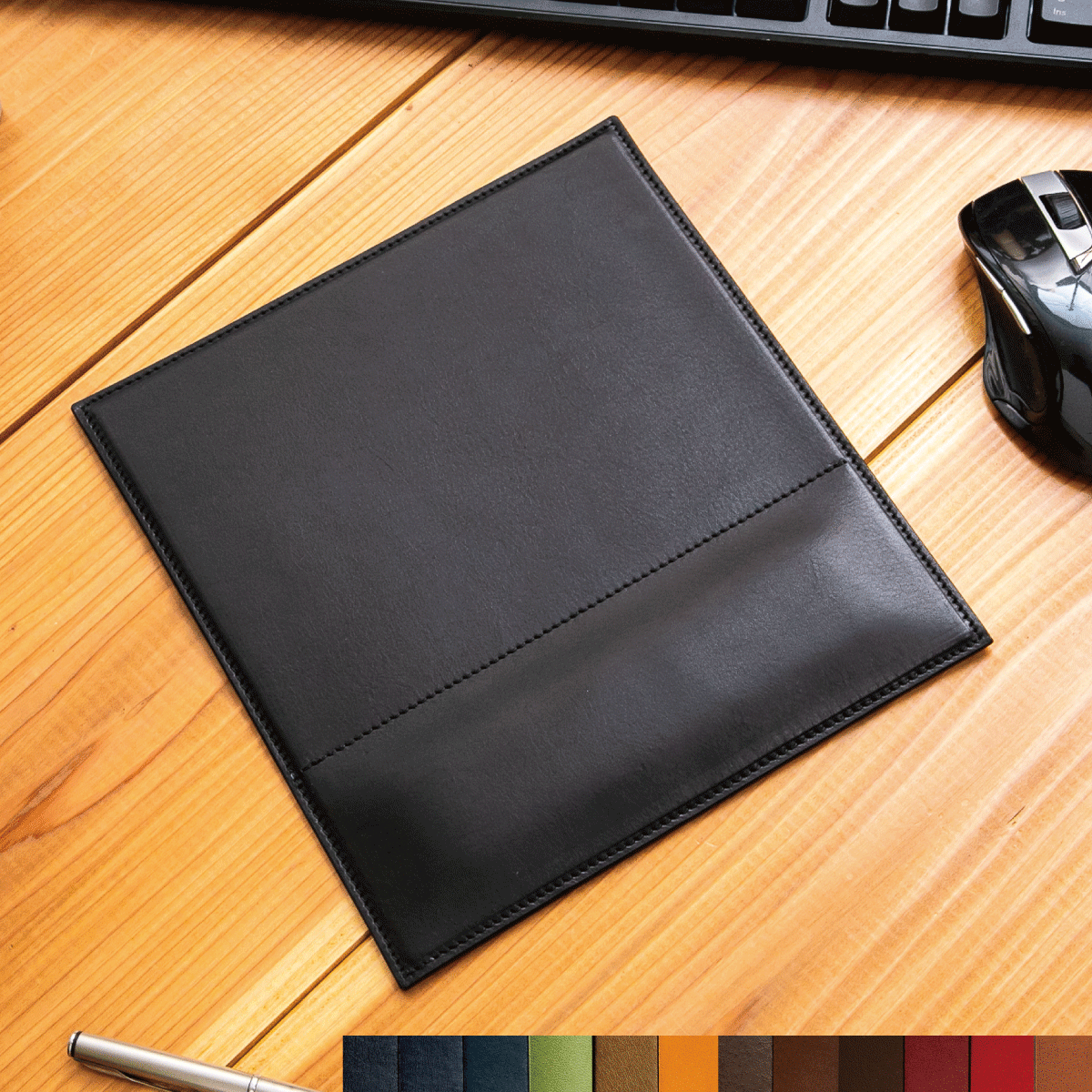 【リフトレスト付き】《オイルレザーのしっとり質感で癒される》マウスパッド(単色)