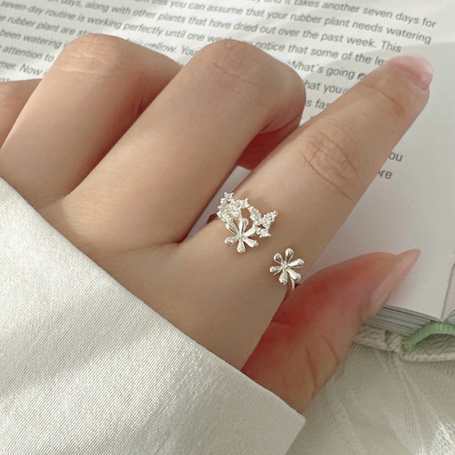 美しい☆蝶と花モチーフオープンシルバーリングR4412 指輪・リング