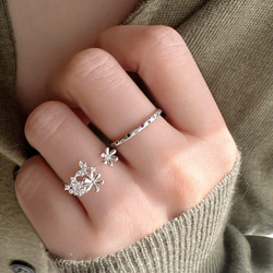 ハンドメイド シルバー 花モチーフ アクセサリーセット　 Ｘー4点 ハンドメイド シルバー 花モチーフ アクセサリーセット Xー4点