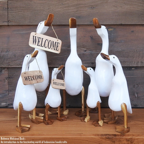 ウェルカムボード アヒルさん 白 Mサイズ ナチュラル ウェルカム人形