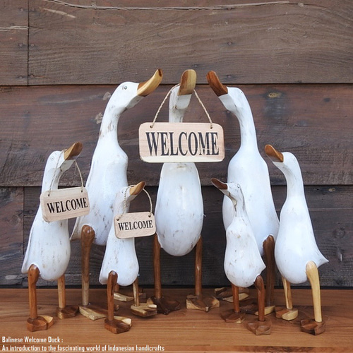ウェルカムボード アヒルさん ホワイトウォッシュ Mサイズ ウェルカム