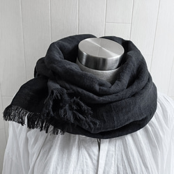 ❁ハンドメイドになります❁ 大判　アップリケベルギーリネンストール ❁ハンドメイドになります❁ 大判 アップリケベルギーリネンストール