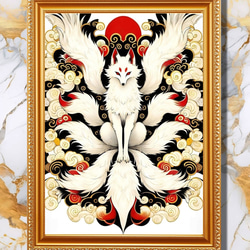 『強力なご利益を招き、あらゆる厄災を祓う四聖獣の絵画４点セット』額縁付き 強力なご利益を招き、あらゆる厄災を祓う四聖獣の絵画4点