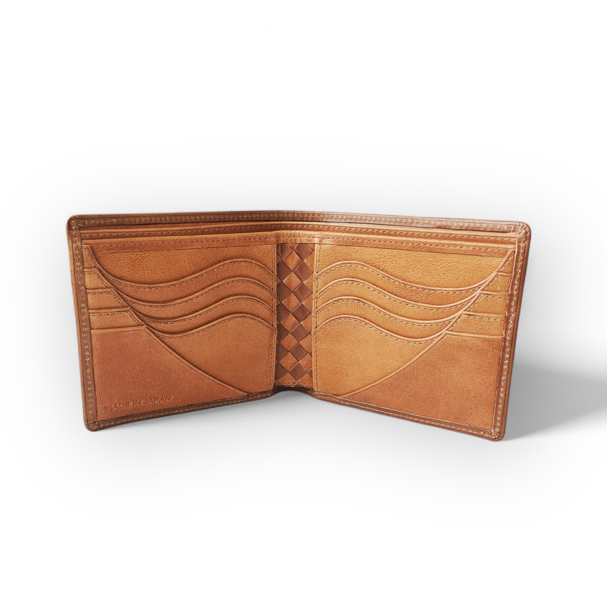 "名入れ可能"番外編 "Basic"アートウォレット  イタリア産ブッテーロ×バローロ<キャメル> カードタイプ