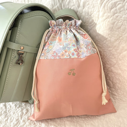 さちまる画面　リバティベッツィレッスンバッグ レッスンバッグ リバティ ベッツィ 別注オックス くすみピンク