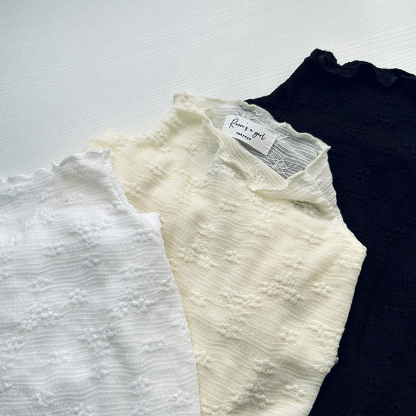 【透明感★カットソー３枚セット】かわいいレース│ハーフネック│重ね着│ハイネック│T-195JJJ 4枚目の画像