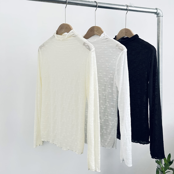 【透明感★カットソー３枚セット】かわいいレース│ハーフネック│重ね着│ハイネック│T-195JJJ 11枚目の画像