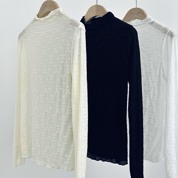 【透明感★カットソー３枚セット】かわいいレース│ハーフネック│重ね着│ハイネック│T-195JJJ 10枚目の画像